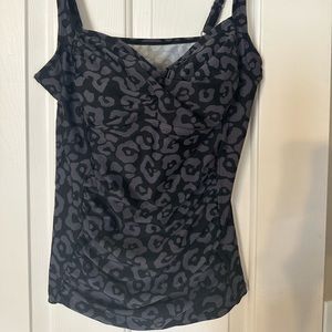 Merona Animal print Tankini top only gray black leopard size LG